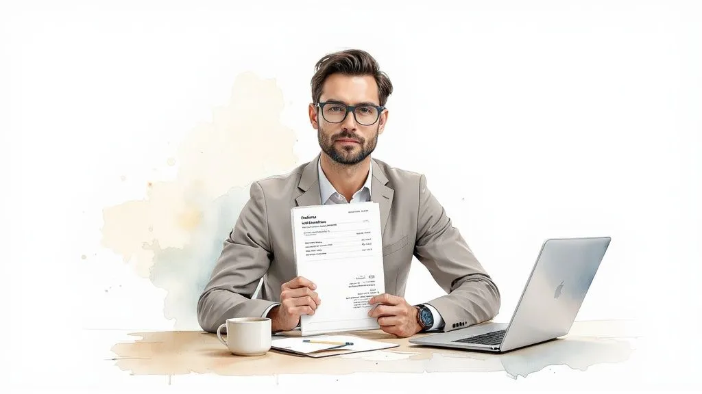A calculator and a pen on invoices, symbolizing simplified tax management