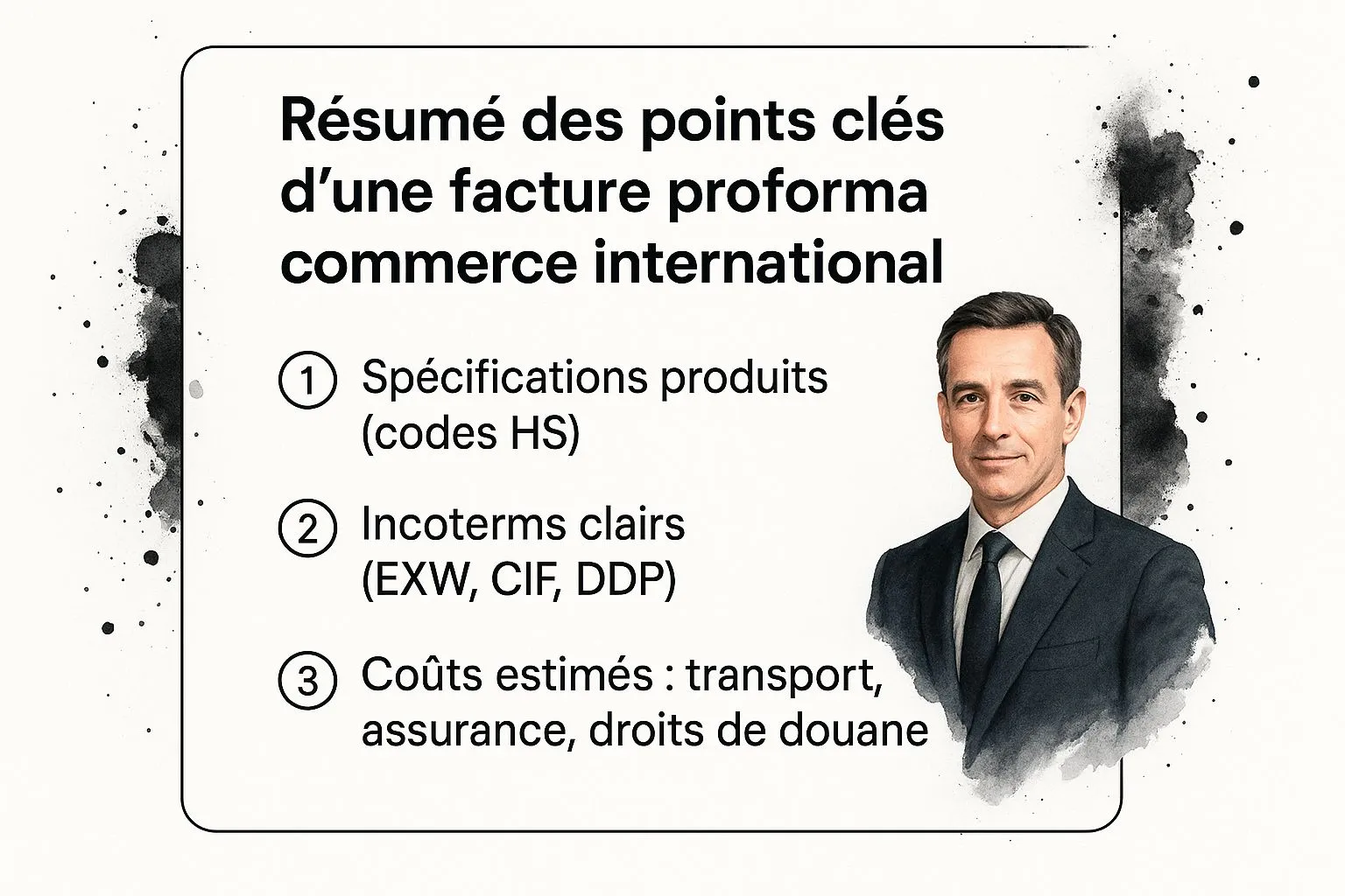 Infographic showing key data about International Trade Proforma Invoice