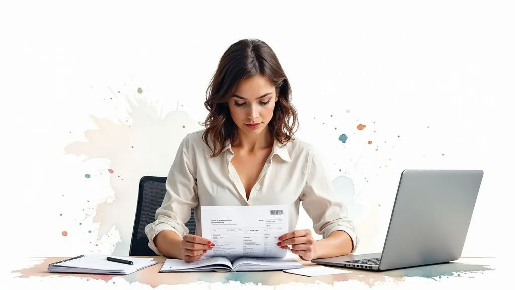 Worried entrepreneur looking at financial documents