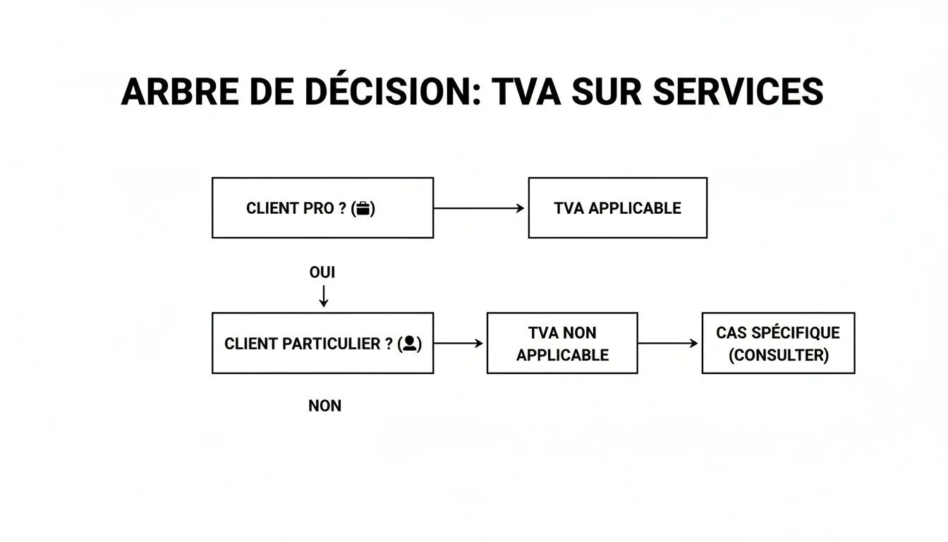 Decision tree explaining VAT applicability on services depending on the customer type (business or individual).
