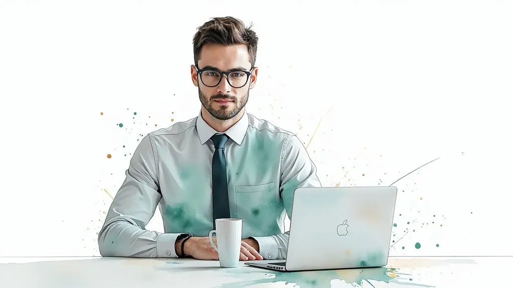 Entrepreneur reviewing business bank offers on a laptop