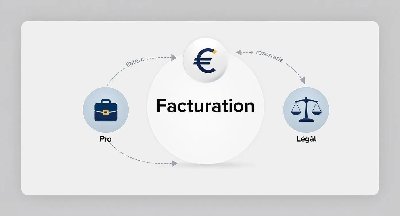 Infographic illustrating the three pillars of invoicing: professionalism, cash flow and legal compliance.