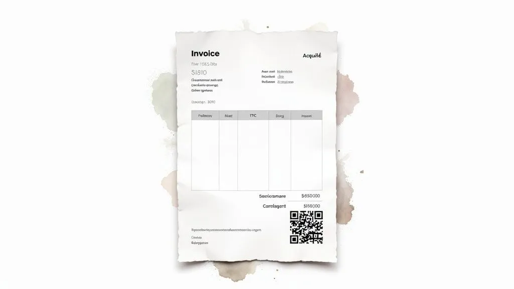 Paper Invoice with Receipt and Barcode