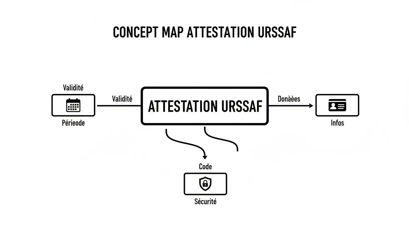 Annotated example of a URSSAF attestation de vigilance