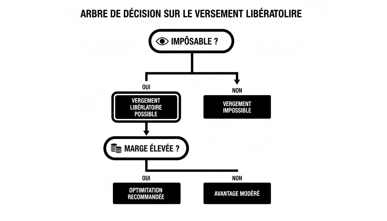 Decision tree on the flat-rate income tax payment, guiding tax optimization based on taxation level and margin.