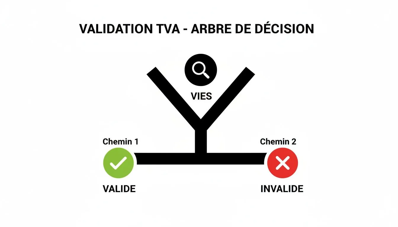 Decision tree for VAT validation via VIES, showing the valid and invalid paths.