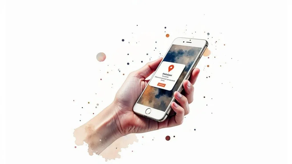 Person using a smartphone in front of a digital padlock symbolizing banking security