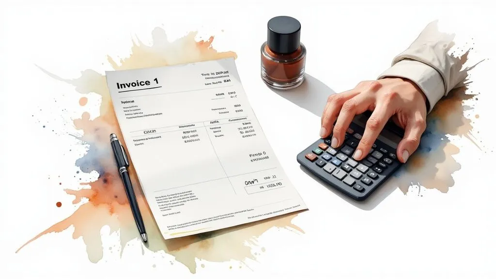 A person working on a laptop with charts and calculations on screen, symbolizing the management of intra-EU transactions.