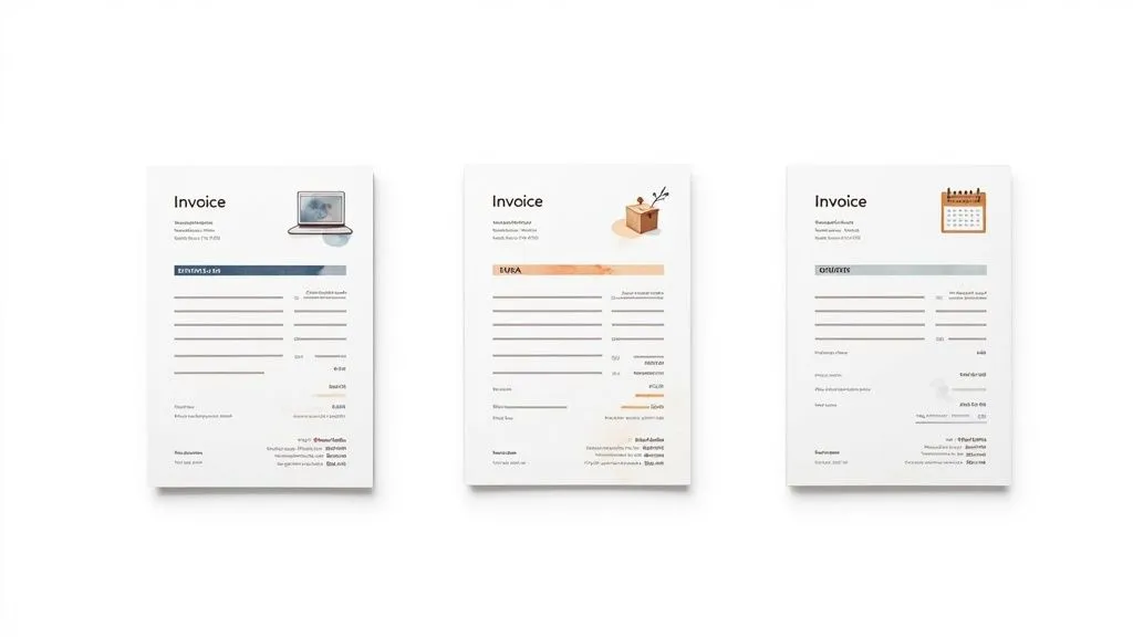 Example of a paid invoice on a desk