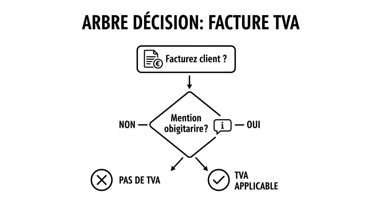 Decision tree to determine whether VAT applies to a customer invoice, based on the mandatory notice.