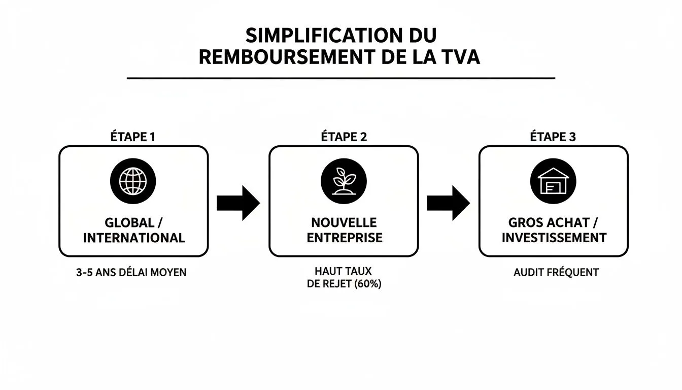 Diagram explaining the simplification of the VAT refund process in three key steps.