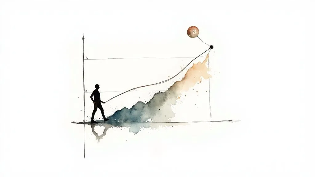 A person pointing at a growth chart on a screen to show the meaning of the numbers.